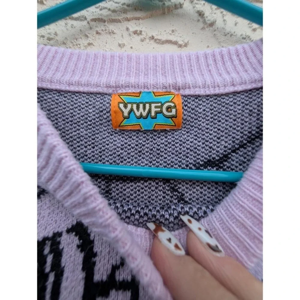 Y2K Purple Knit Sweater YWFG‎ Medium